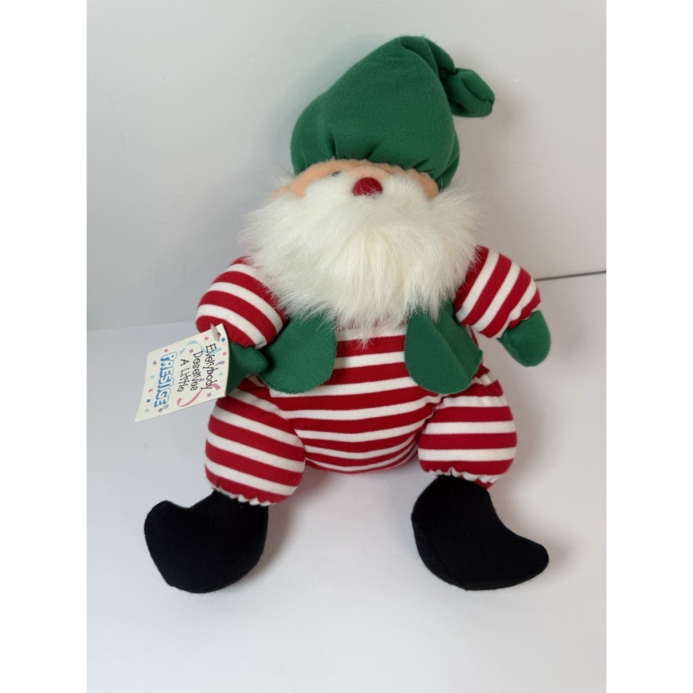 Prestige Toy Corp Plush Santa Elf Striped Holiday Christmas Stuffed Vintage